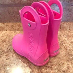 Crocs Big Kids' Rain Boot sz 3 Candy Pink